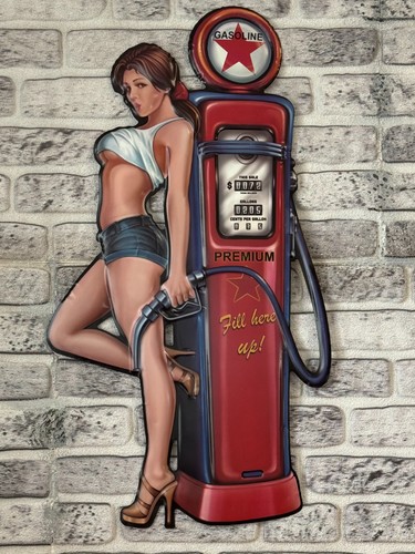Blechschild pump girl geprägt - pump,